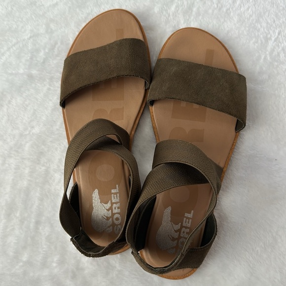 SOREL Ella Sandal Women’s Crossed Ankle Strap Leather Boho Casual Flat Shoes 7 - Picture 4 of 7